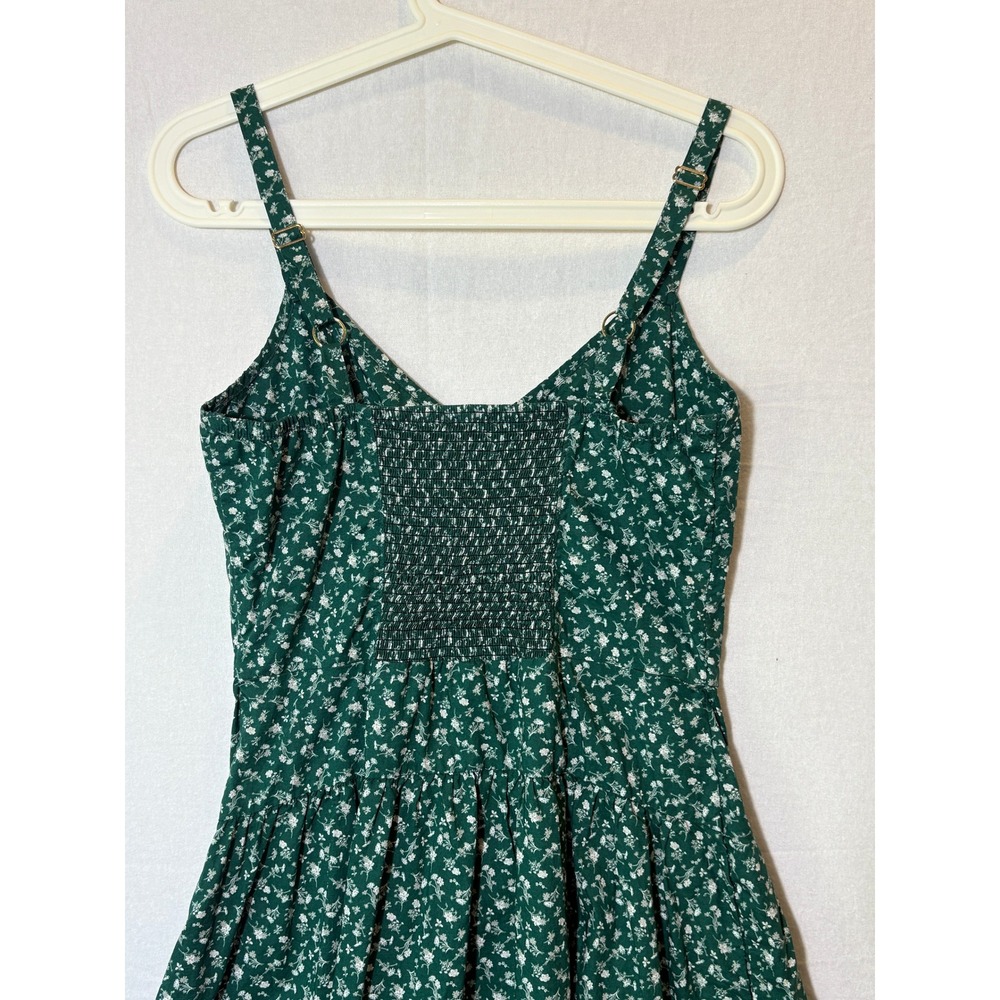 Nation LTD Green Floral Pima Cotton Midi Dress Button Front Pockets XS - Picture 10 of 12